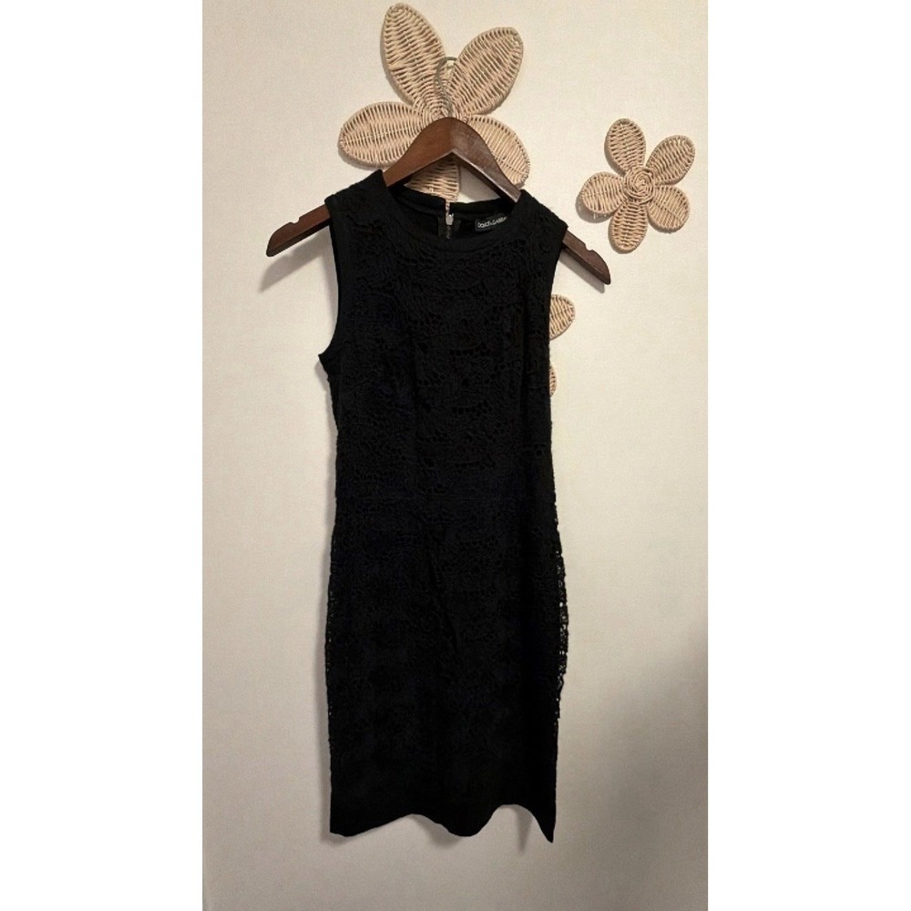 Dolce & Gabbana Women's Dress Knit Slip Black Sz 40 Lace Workwear Wool Blend